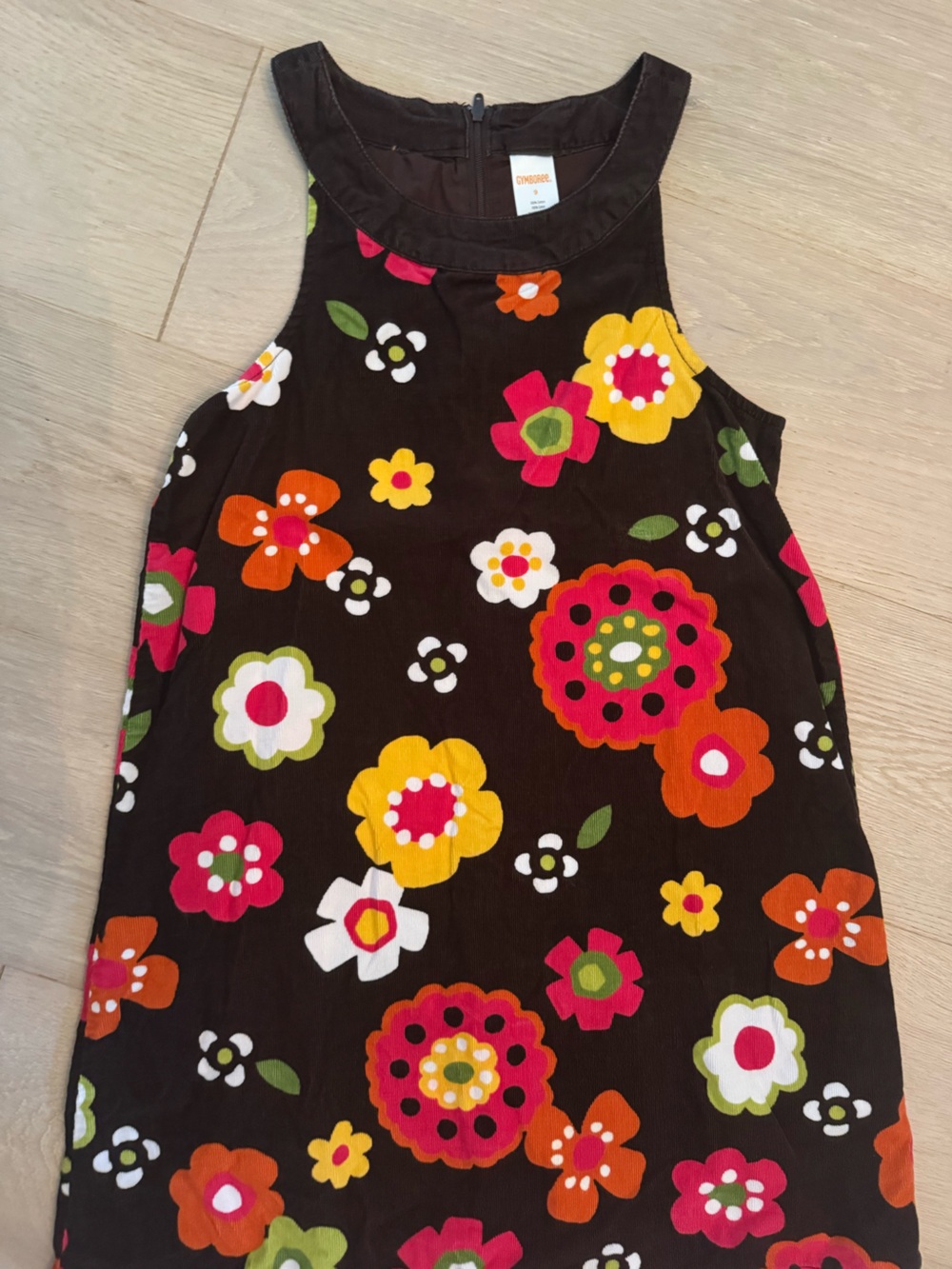 Gymboree Brown Halter Dress with Bright Floral Print